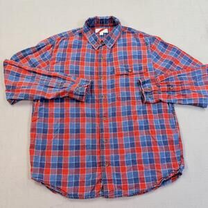 Best Made Co Shirt Mens Large Red Blue Plaid Linen Cotton Long Sleeve Casual